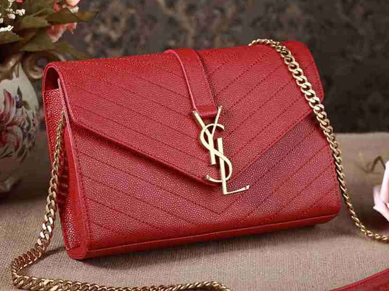 Ysl Small Monogramme Satchel Red Grain Textured Matelasse Leather 7