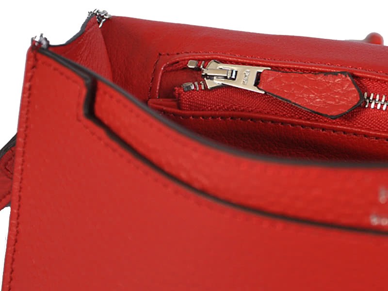 Hermes Pilot Envelope Clutch Red With Silver Hardware 12