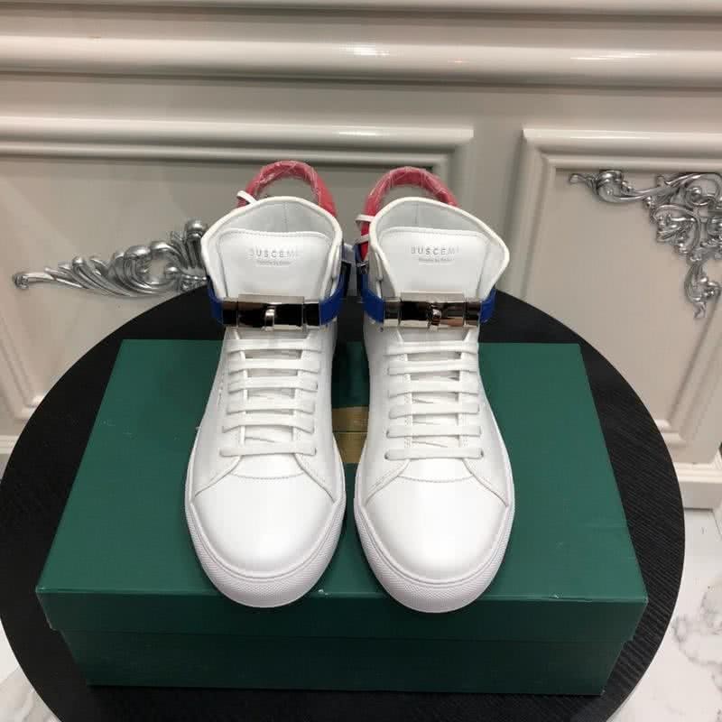 Buscemi Sneakers Leather White Blue Red Belts Men 2
