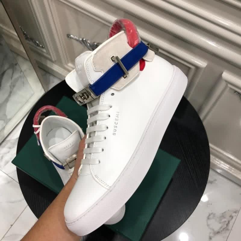Buscemi Sneakers Leather White Blue Red Belts Men 3