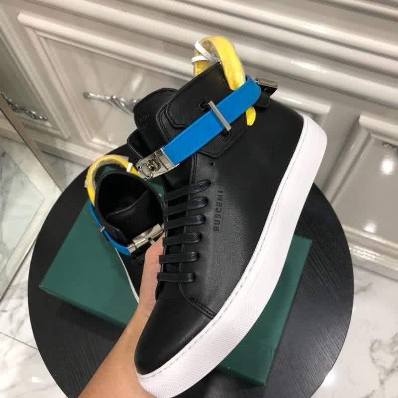 Buscemi Sneakers Black Leather Blue Yellow Belts Men 3