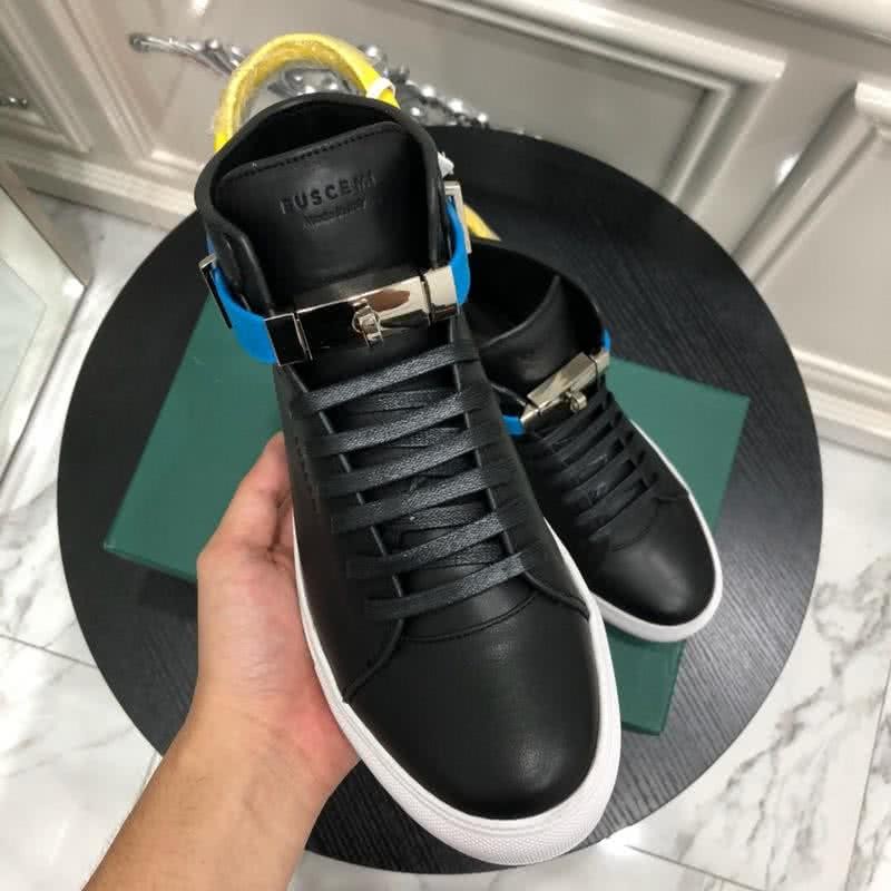 Buscemi Sneakers Black Leather Blue Yellow Belts Men 7