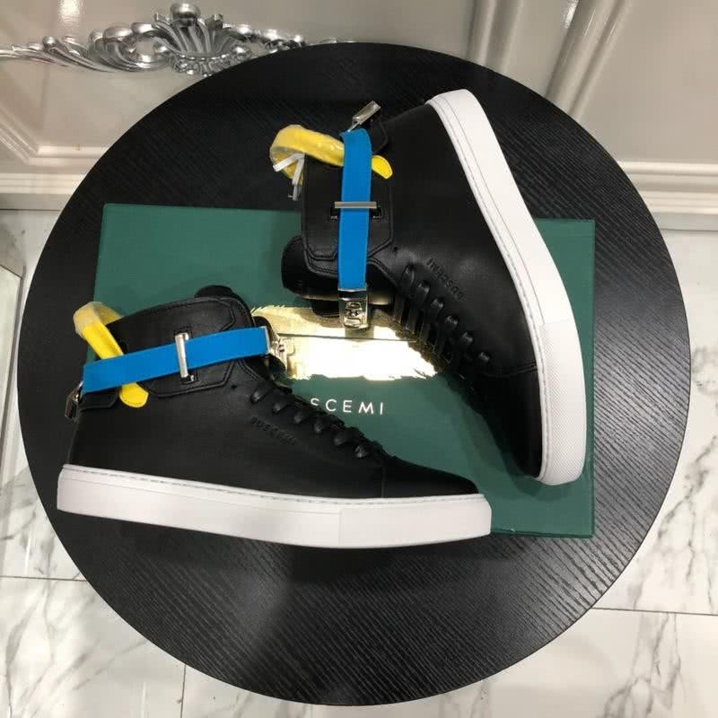 Buscemi Sneakers Black Leather Blue Yellow Belts Men 8
