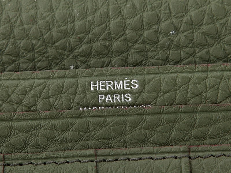 Hermes Dogon Togo Original Calfskin Bearn Japonaise Bi-Fold Wallet Olive 5