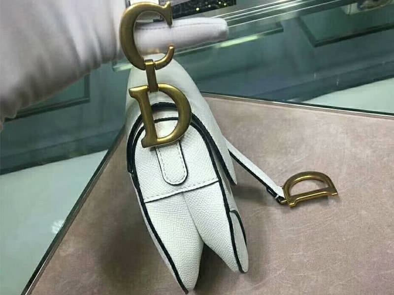 Dior Mini Saddle Calfskin Bag Gold Hardware White m0447s3 3