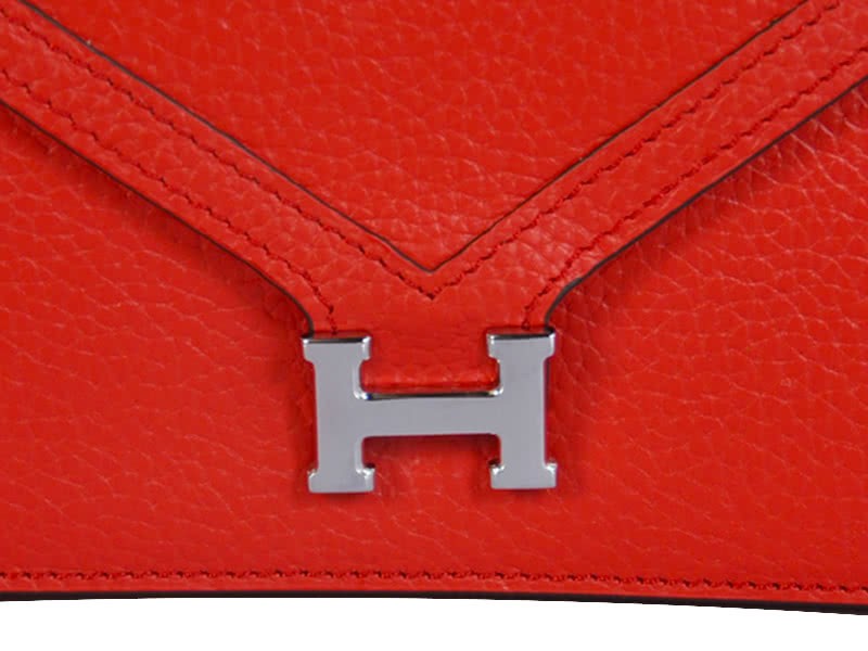 Hermes Pilot Envelope Clutch Red With Silver Hardware 7