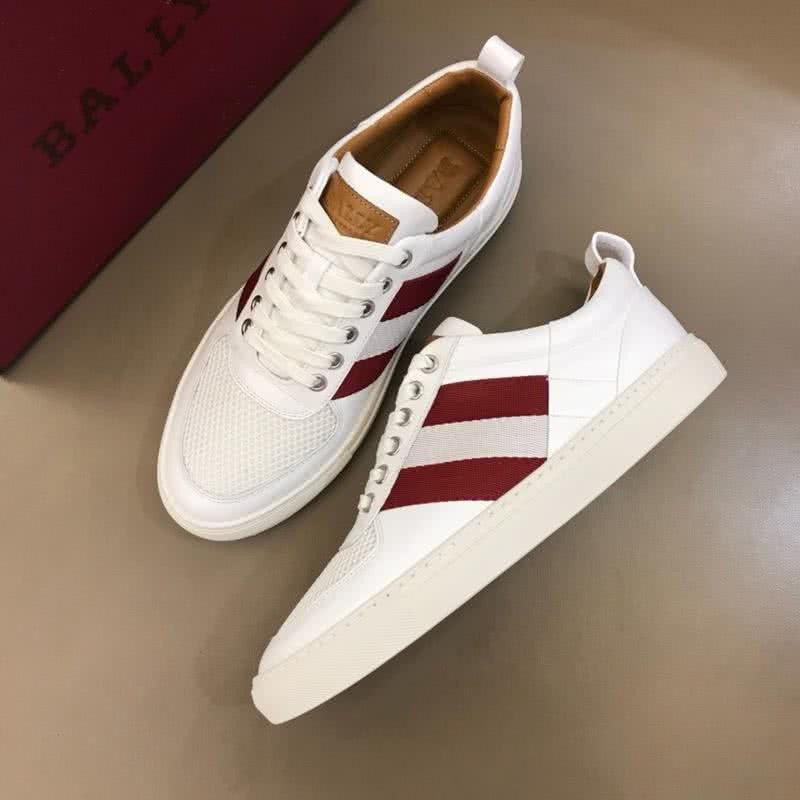 Bally Fashion Leather Shoes Cowhide White And Red Men 1