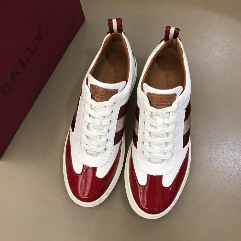 Bally Fashion Leather Shoes Cowhide Red And White Men 2