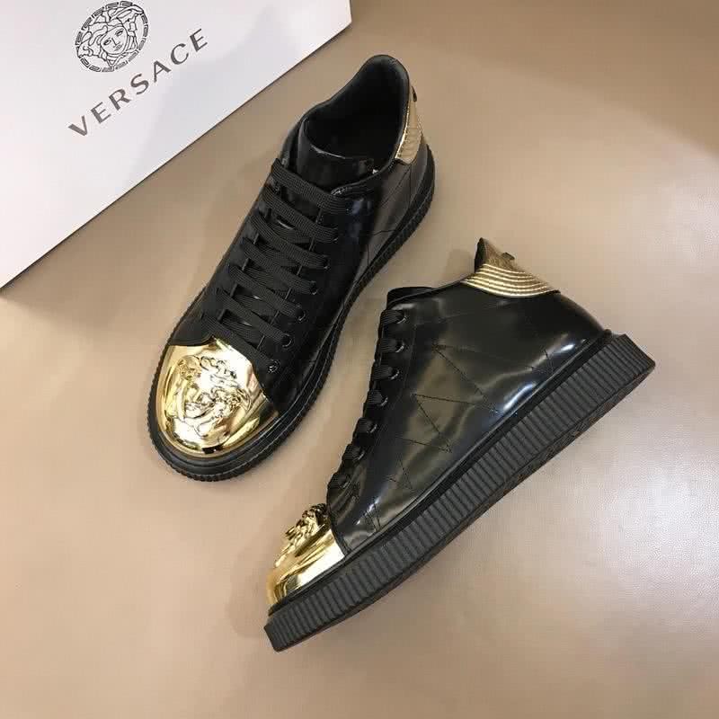 Versace High-top 3D Medusa Full Cowhide Loafers Black And Gold Men 4