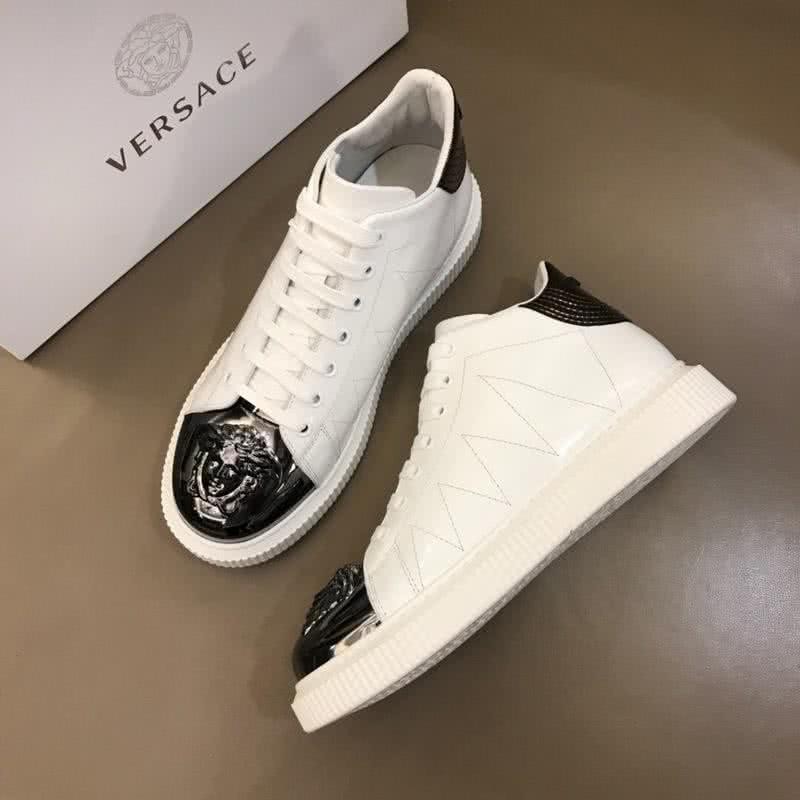 Versace High-top 3D Medusa Full Cowhide Loafers Black And White Men 4