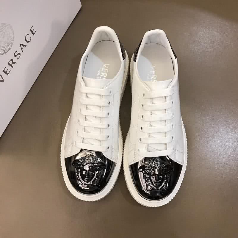 Versace Low-top 3D Medusa Full Cowhide Loafers Black And White Men 4