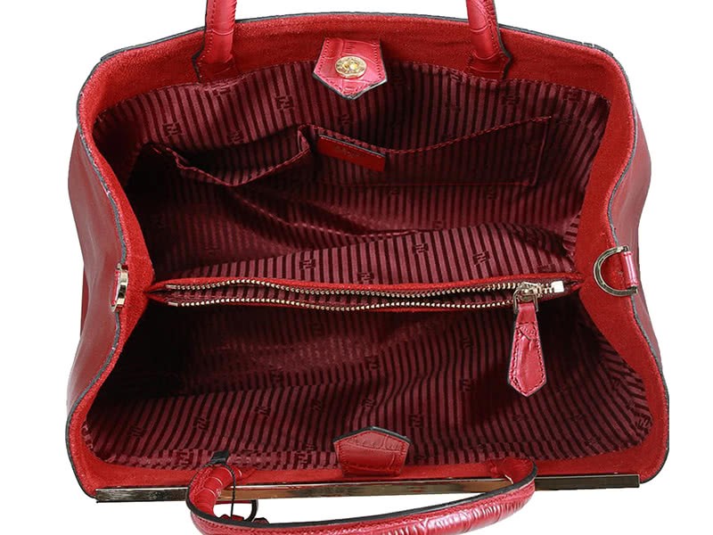 Fendi 2jours Calfskin Tote Bag Croc Red 6