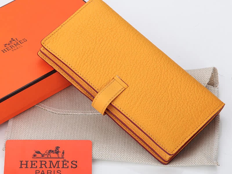 Hermes Dogon Togo Original Calfskin Bearn Japonaise Bi-Fold Wallet Yellow 2