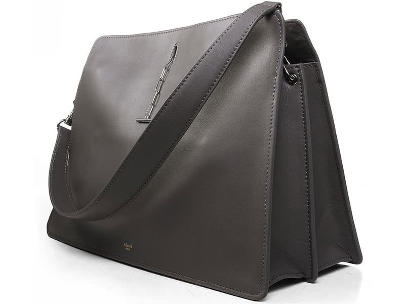 Celine Calf Leather Shoulder Bag Grey 2