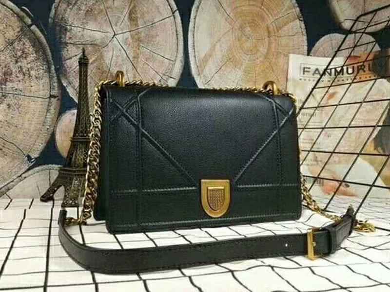 Dior Diorama Calfskin Aged Gold Hardware Bag Black d1771 1