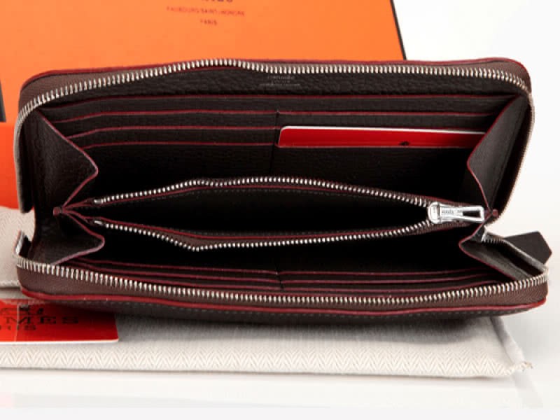 Hermes Zipper Wallet Original Leather Dark Khaki 3