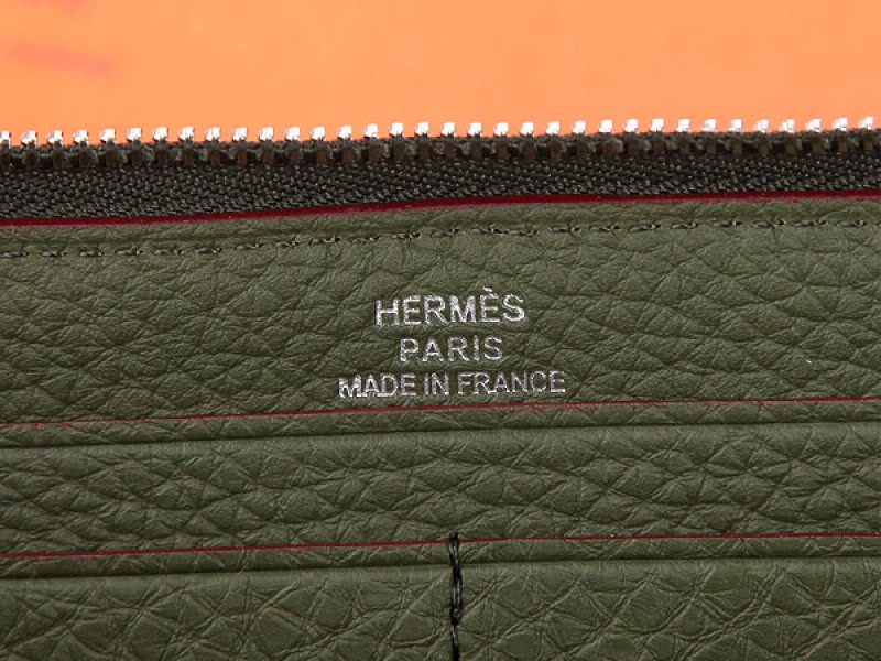Hermes Zipper Wallet Original Leather Olive 3