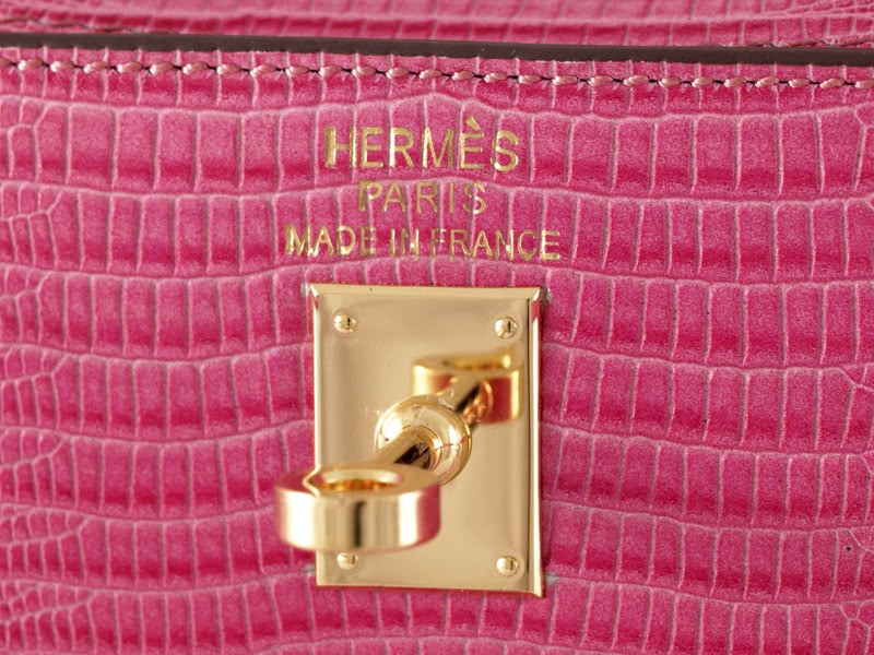 Hermes Kelly Pochette Longue Lizard Leather Pink 8