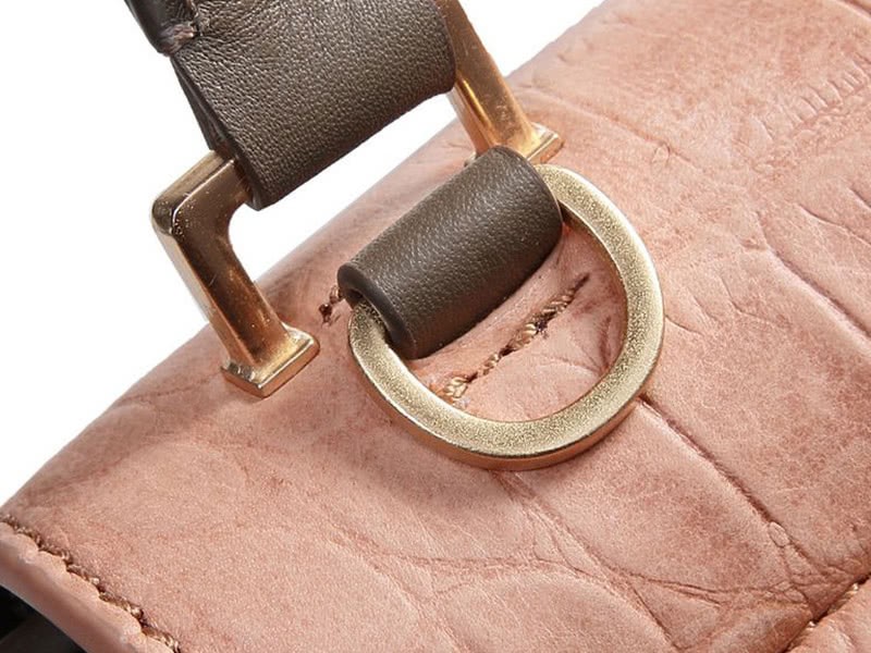 Celine Trapeze Shoulder Bag Multicolor Croc Leather Brown Khaki Suede Brown 6