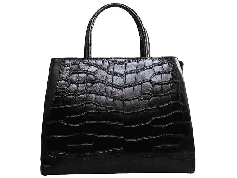 Fendi 2jours Calfskin Tote Bag Croc Black 3