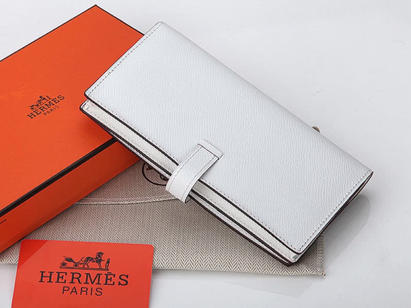 Hermes Epsom Original Calfskin Bearn Japonaise Bi-Fold Wallet White 2