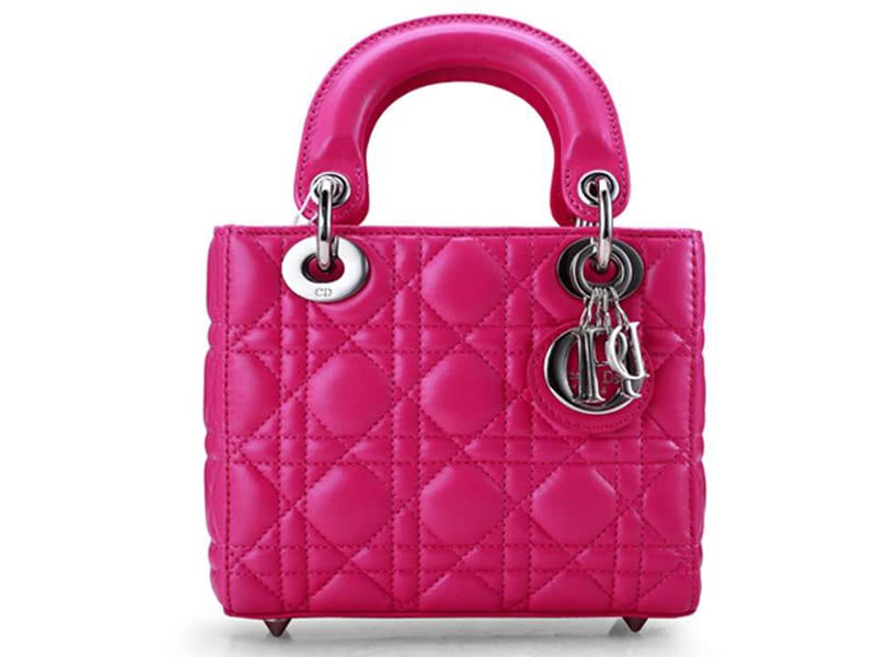 Dior Nano Leather Bag Silver Hardware Hot Pink 1