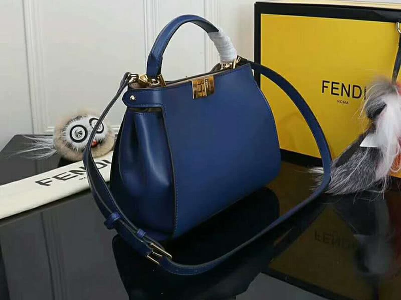 Fendi Peekaboo Essential Calfskin Leather Bag Blue 2