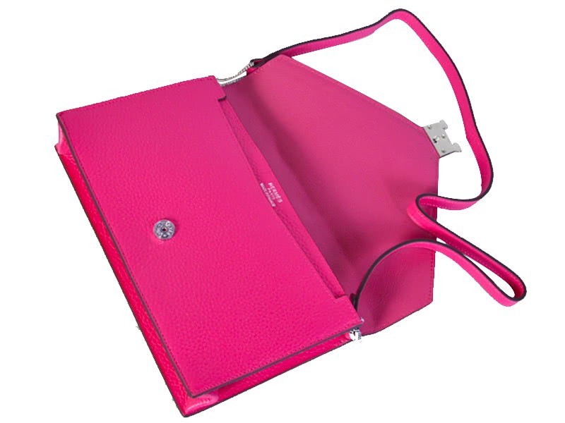 Hermes Pilot Envelope Clutch Hot Pink With Silver Hardware 6