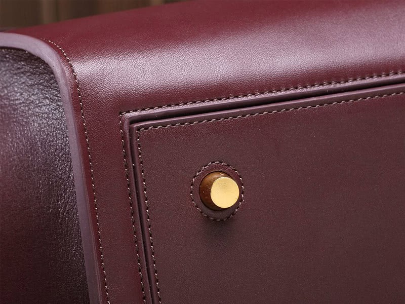 Celine Tie Nano Top Handle Bag Leather Burgundy 6