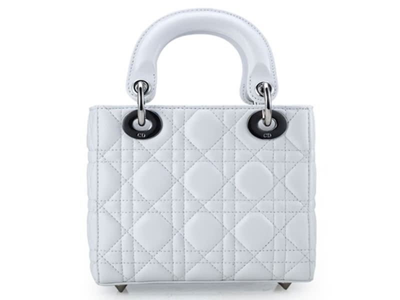 Dior Nano Leather Bag Silver Hardware White 3