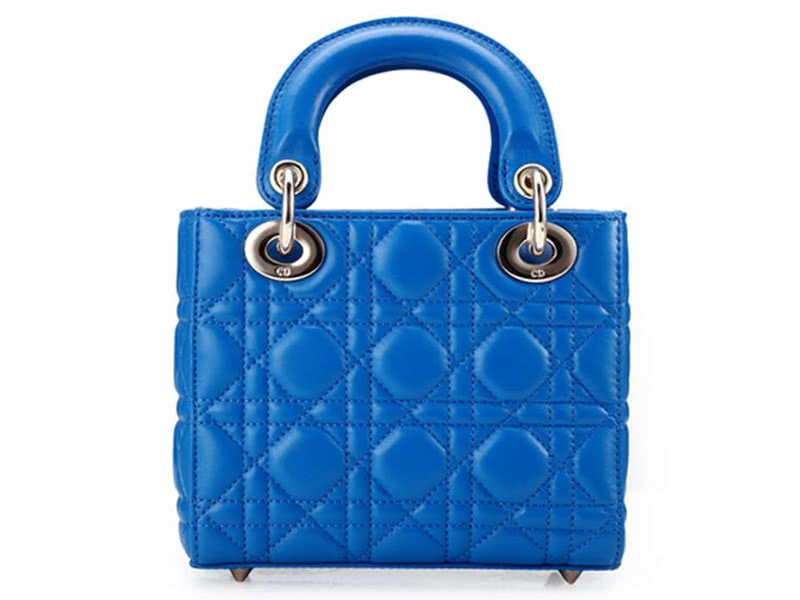 Dior Nano Leather Bag Gold Hardware Blue 3
