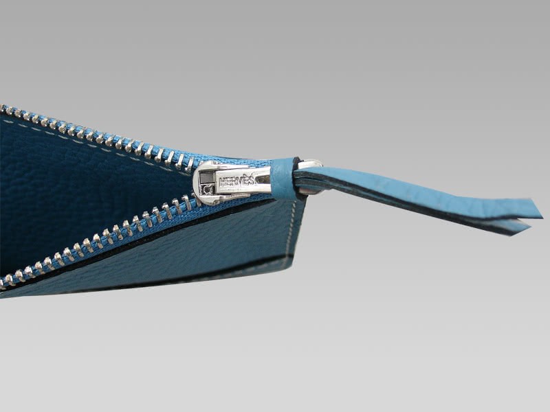 Hermes Dogon Togo Leather Wallet Purse Blue 11
