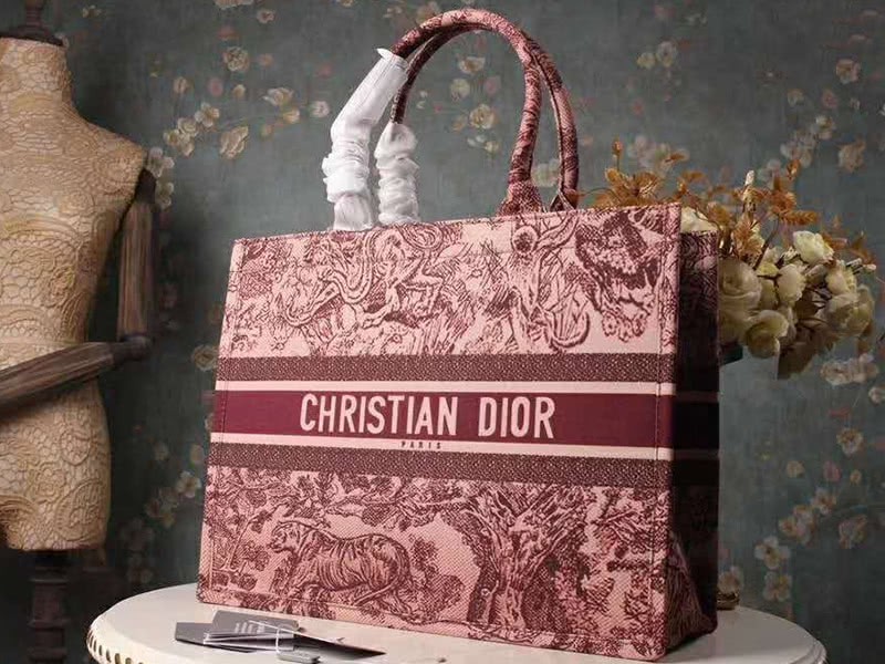 Dior Book Tote Toile De Jouy Bag Burgundy 1