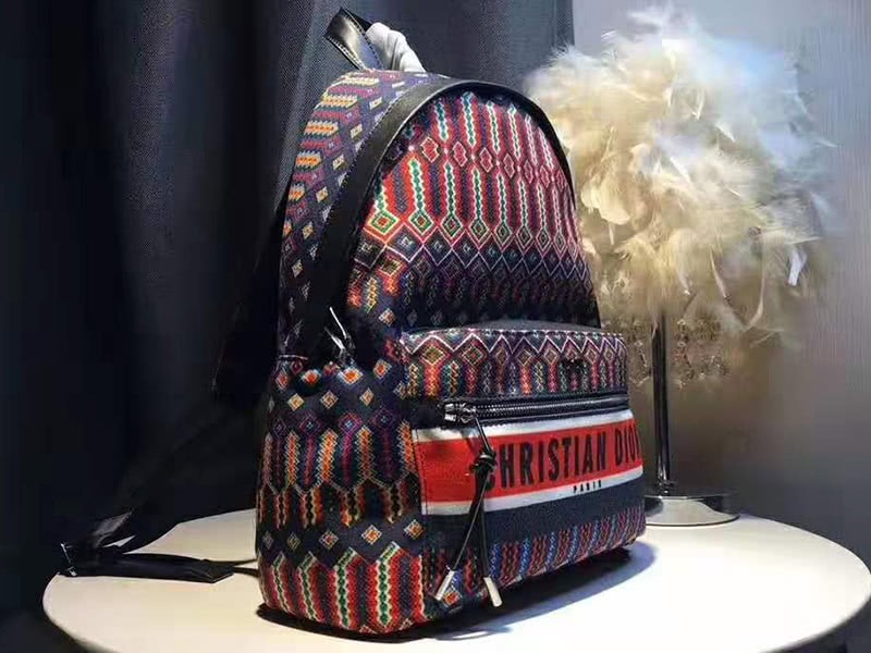Dior Oblique With Christian Logo Backpack Aztec Pattern Orange 3