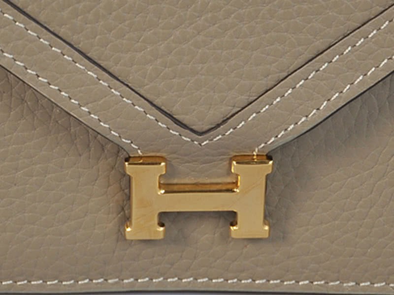 Hermes Pilot Envelope Clutch Grey With Gold Hardware 7
