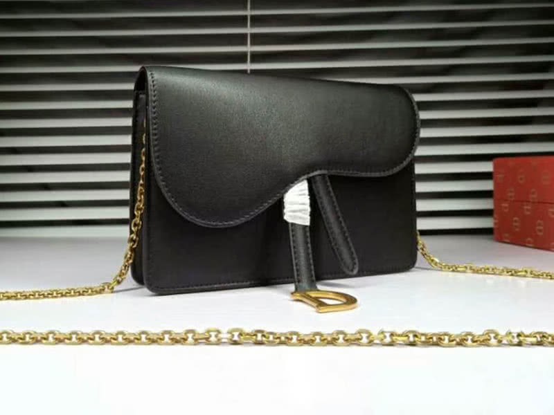 Dior Saddle Calfskin Leather Clutch Black d6620 3