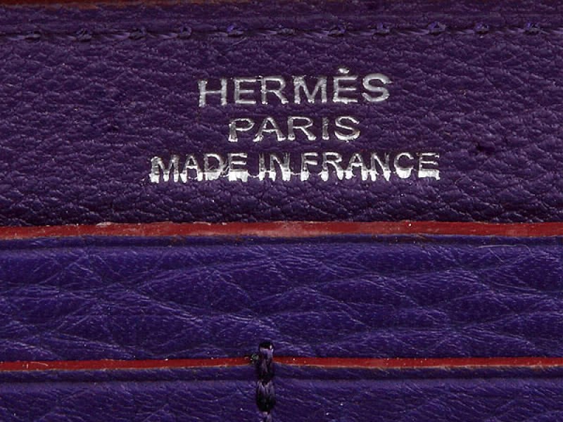 Hermes Zipper Wallet Original Leather Purple 5