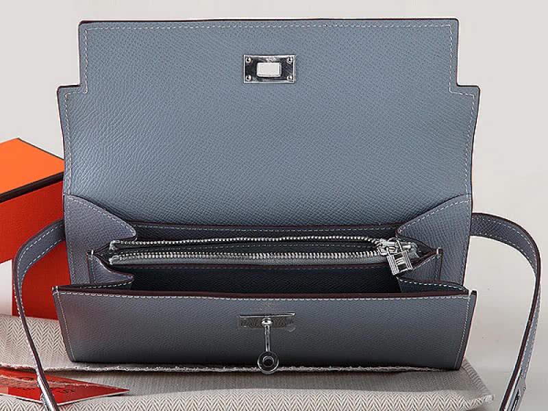 Hermes Epsom Original Calfskin Kelly Long Wallet Grey Blue 3