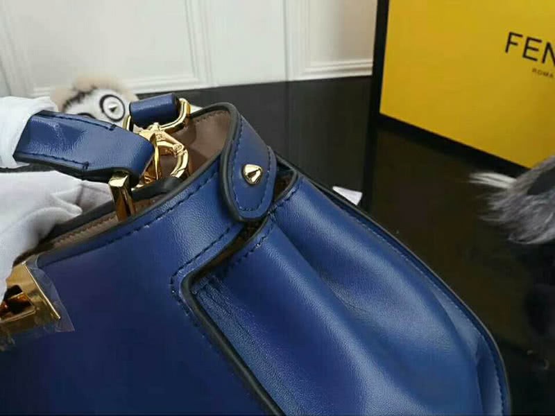 Fendi Peekaboo Essential Calfskin Leather Bag Blue 6