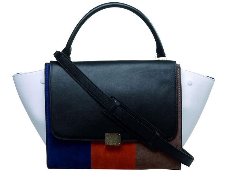 Celine Trapeze Shoulder Bag Multicolor Calfskin Black Blue Orange Beige White 1
