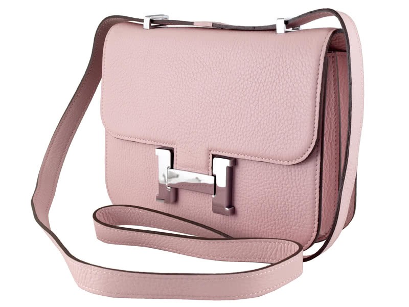 Hermes Constance 23 Single Shoulder Bag Togo Leather Light Pink 2
