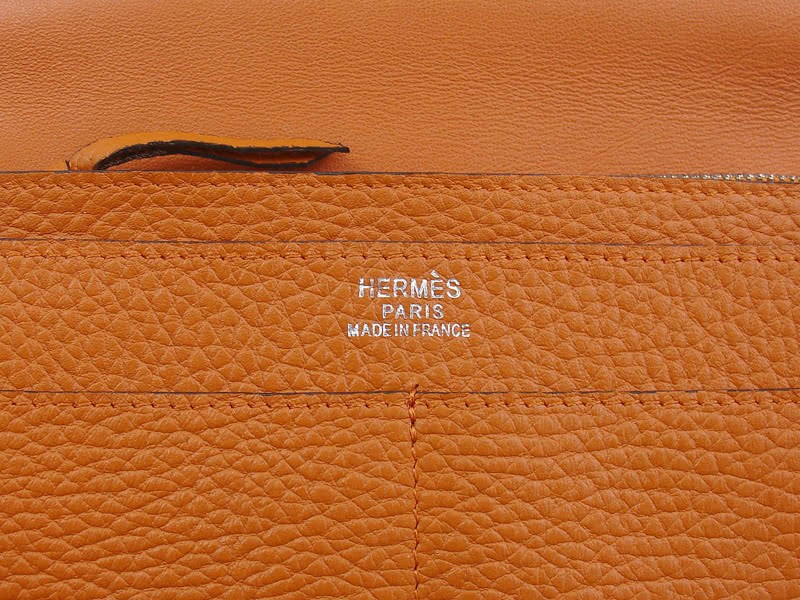 Hermes Dogon Togo Leather Wallet Purse Orange 6