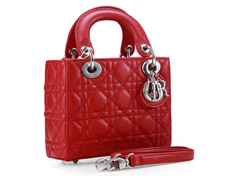 Dior Nano Leather Bag Silver Hardware Red 2