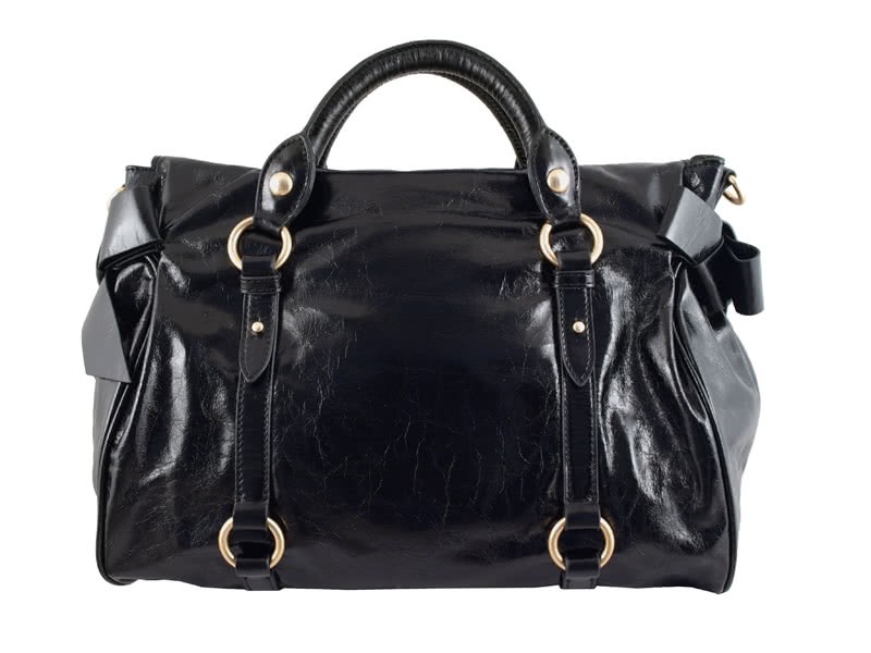 Miu Miu Shinny Leather Large Boston Bag Black 4