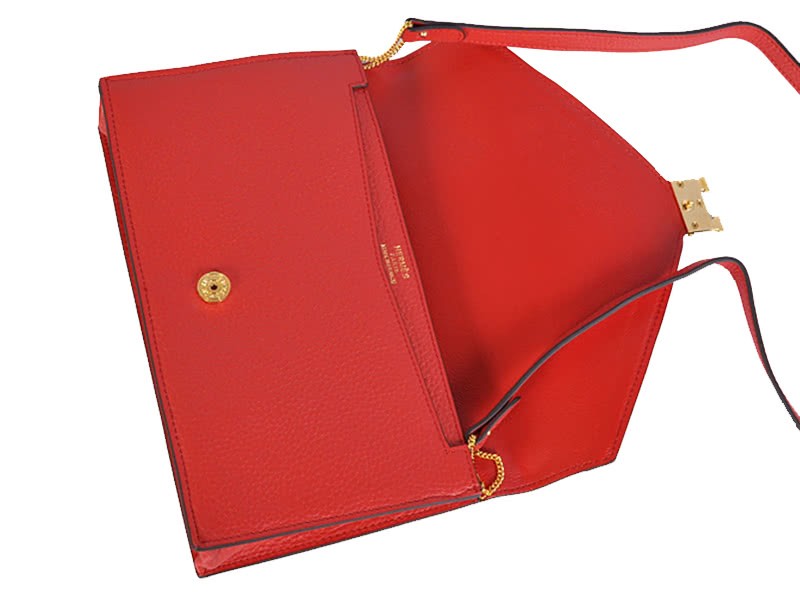 Hermes Pilot Envelope Clutch Red With Gold Hardware 6