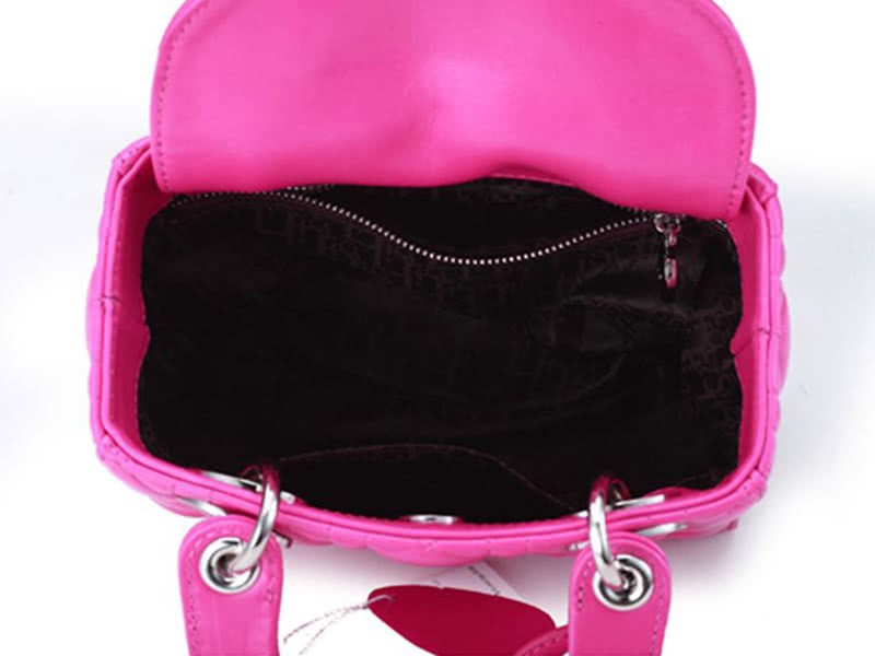 Dior Nano Leather Bag Silver Hardware Hot Pink 6
