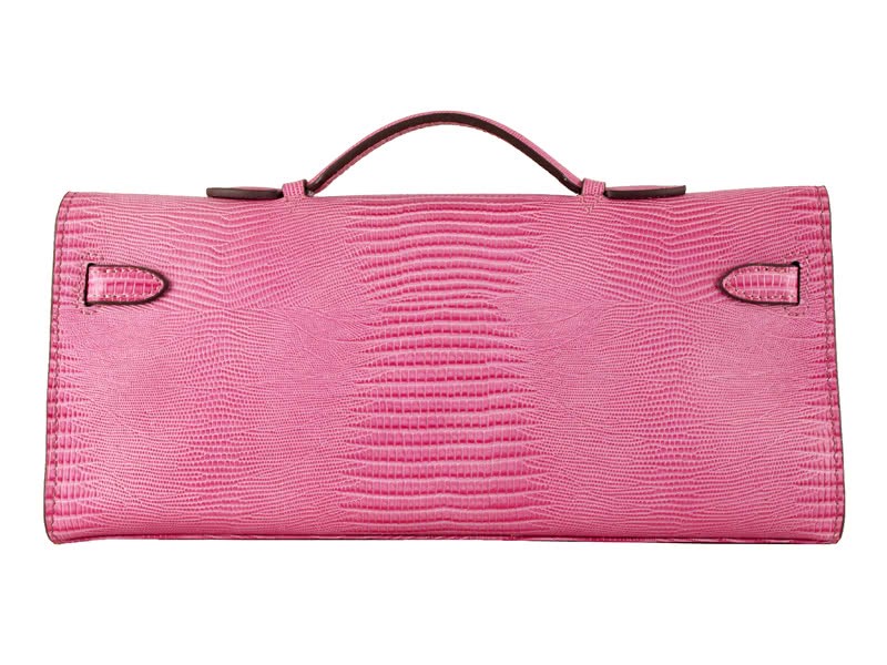 Hermes Kelly Pochette Longue Lizard Leather Pink 4