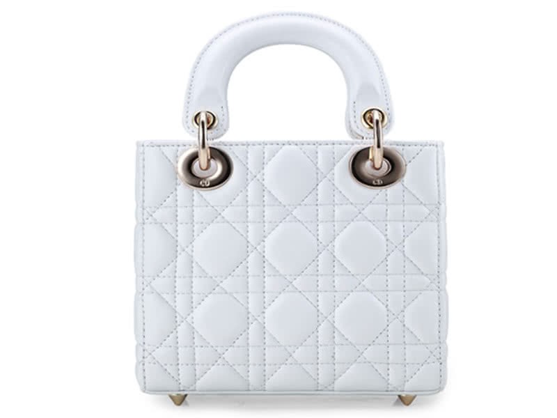 Dior Lady Dior Nano Leather Bag Gold Hardware White 3