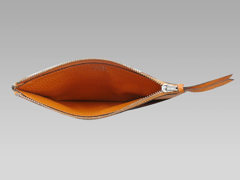 Hermes Dogon Togo Leather Wallet Purse Orange 9