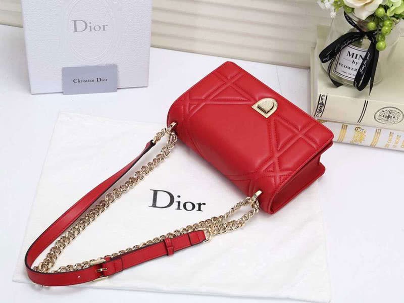 Dior Small Diorama Lambskin Bag Red d05263 6